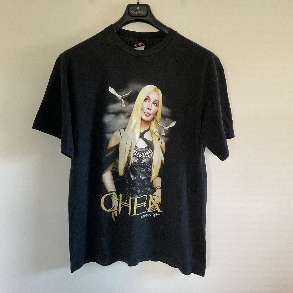 Vintage 2002 Cher Living Proof Farewell Tour Shirt Black Giant Tag Mens Sz XL